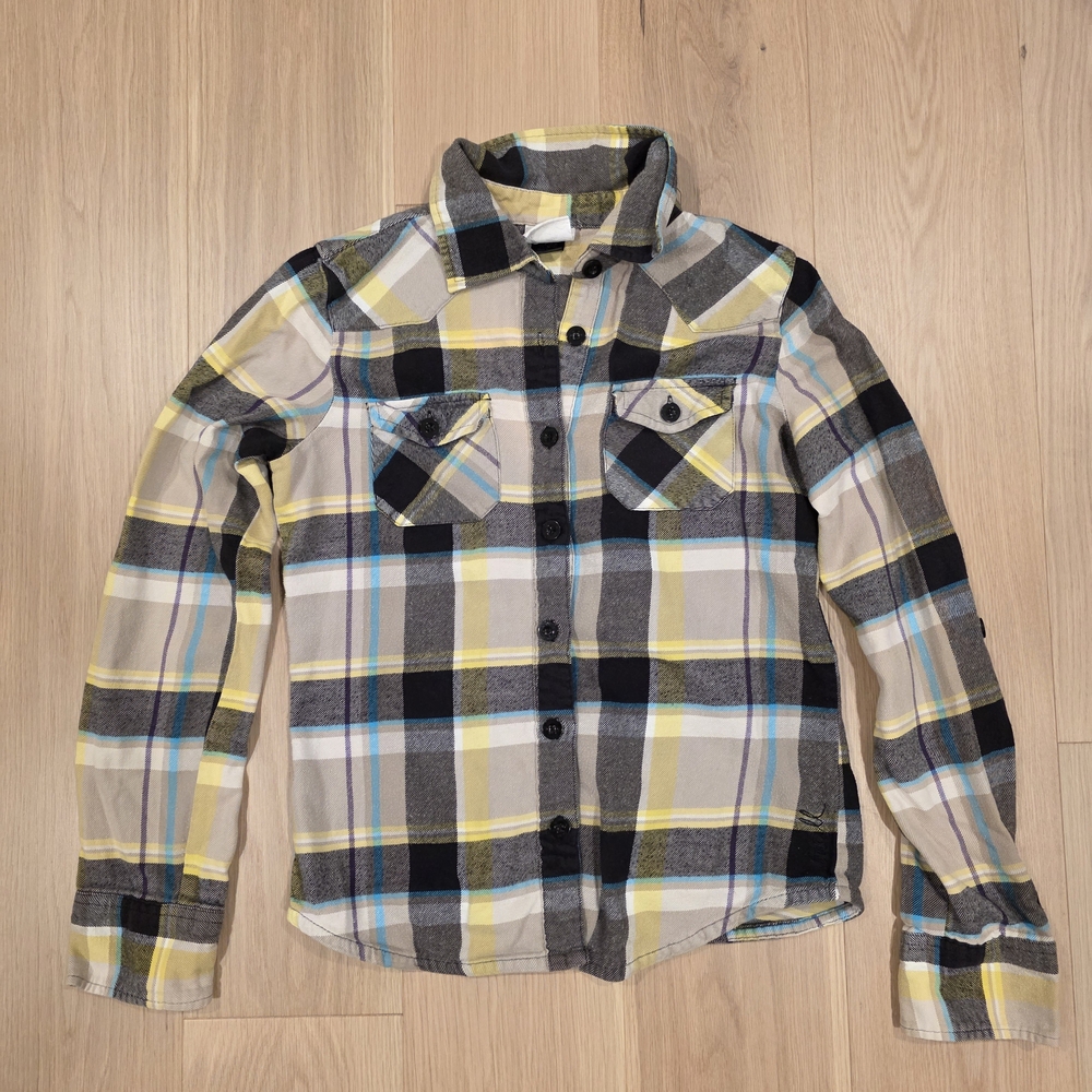 Women's Plaid Shirt - Yellow, Gray, Blue, Purple